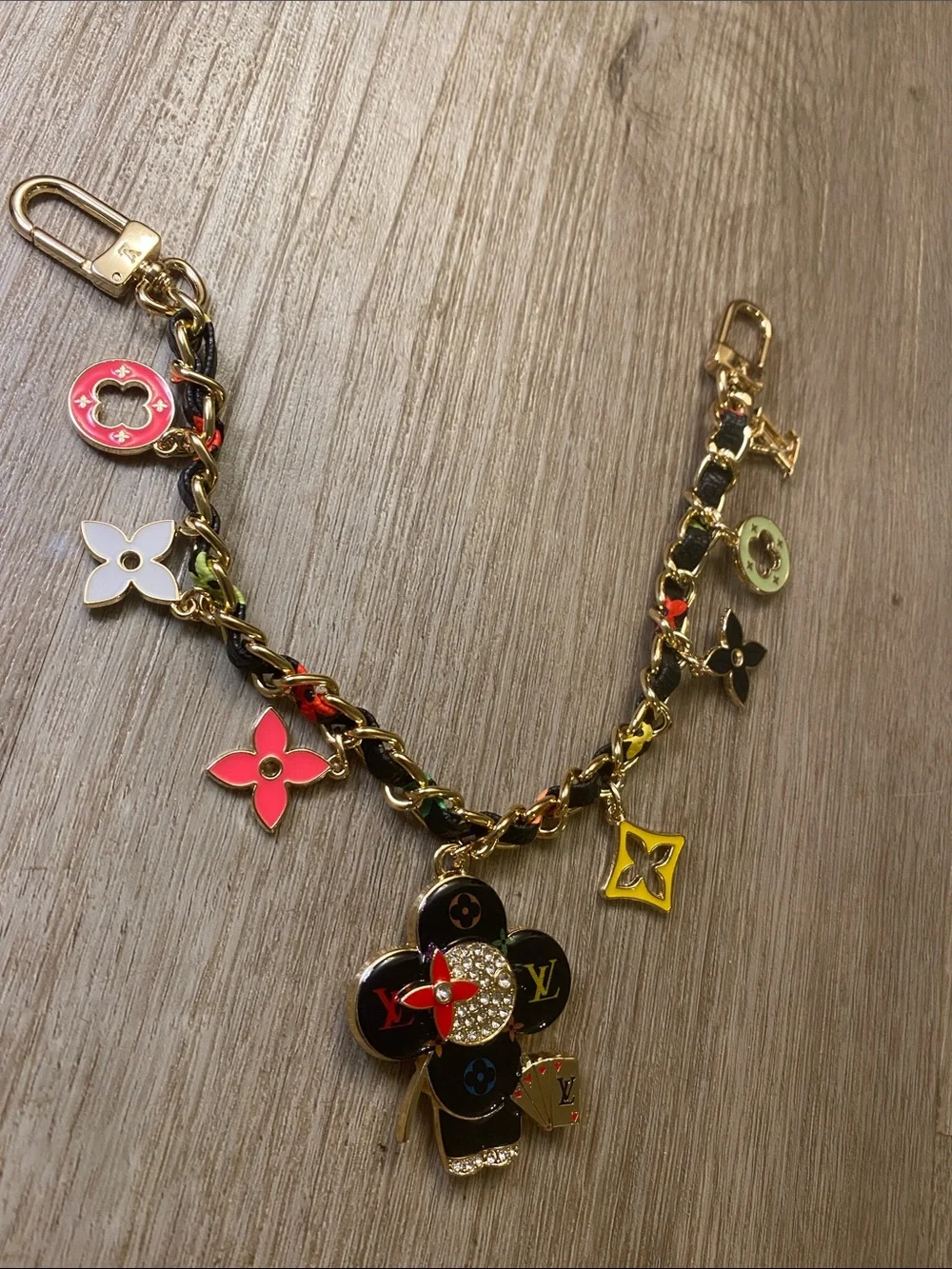 Louis Vuitton Vivienne Chain Bag Charm Multicolor Monogram Flowers Limited Editi
